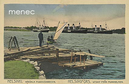 Helsinki, näköala Munkkisaaresta. Rivissä Murtaja, Sampo ja Tarmo 