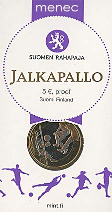 Urheilurahat, jalkapallo, 5 euroa, proof 