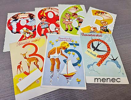 Artkon syntymäpäiväkortteja, 7 kpl 
