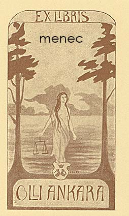 Olli Ankara, exlibris, 2 kpl 