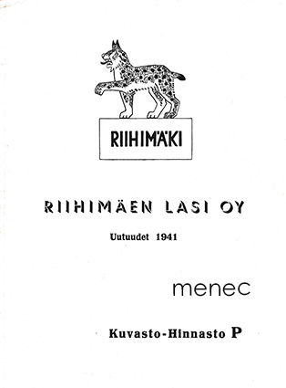Riihimäen Lasi. Uutuudet 1941 