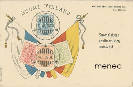 Suomalaisen postimerkin muistoksi, teksti edessä, lippuaihe, 10 kpl 