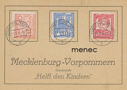 Saksa, Mecklenburg-Vorpommern (NL:n vyöhyke), Auta lasta -sarja 1945 filatelialehdellä 