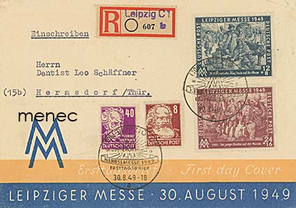 Saksa, NL:n miehitysvyöhyke, Leipzigin messut 1949, FDC 