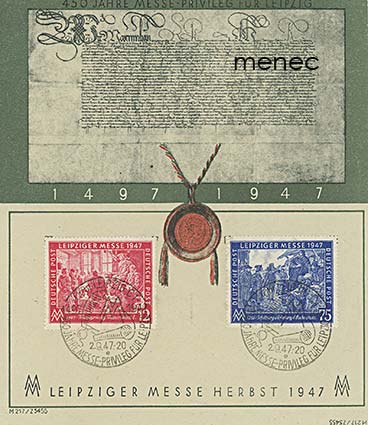 Saksa, liittoutuneiden yhteisvyöhyke, Leipzigin messut 1947, FDC taittokortilla 