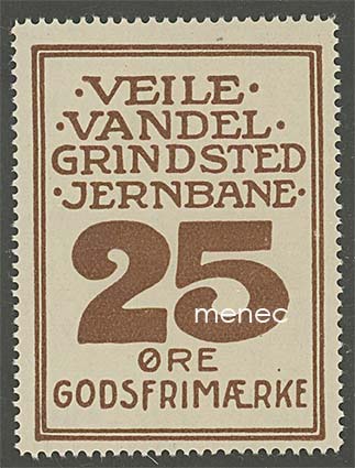 Tanska, Veile - Vandel - Grindsted jernbane, rautatiemerkki, 25 ö 