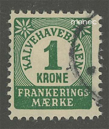 Tanska, Kalvehavebanen, rautatiemerkki 1 kr 