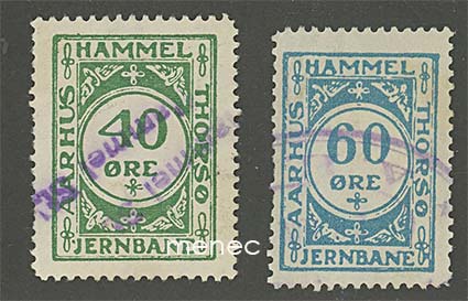 Tanska, Aarhus-Hammel-Thorsö, rautatiemerkkejä, 2 kpl 