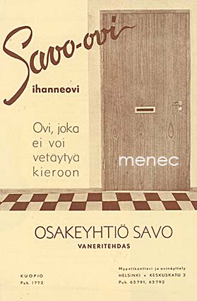 Savo-ovi. Ihanneovi. Ovi, joka ei voi vetäytyä kieroon 