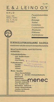 E. J. Leino, Salo, esite 