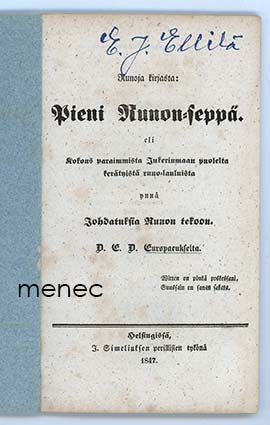 Europaeus, D. E. D. - Pieni Runon-seppä 