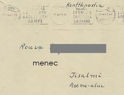 SS-Kenttäpostia suomalaisin leimoin 