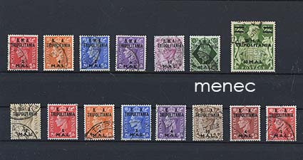 Iso-Britannia, Tripolitania, British Military Administration (B.M.A. ja B.A.) 1948-1950, 15 kpl 