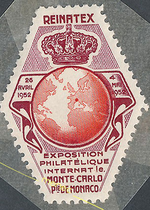 Monaco, Reinatex, kansainvälinen postimerkkinäyttely 25.4.1952, kirjeensulkija 