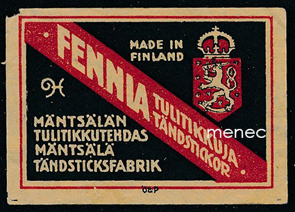 Tulitikkuetiketti, Fennia 