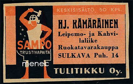 Seppä-etiketti, Hj. Kämäräinen, Sulkava 