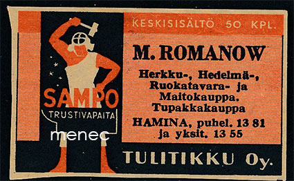 Seppä-etiketti, M. Romanow, Hamina 