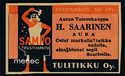 Seppä-etiketti, Auran Talouskauppa H. Saarinen 