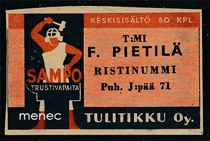 Seppä-etiketti, F. Pietilä, Ristinummi, Vaasa 