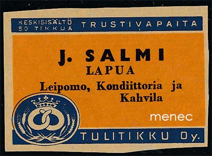 Kauppiasetiketti, J. Salmi, Lapua 