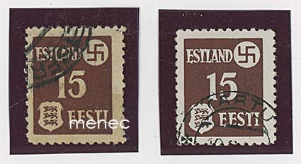 Saksa, Viro 1941, 15 K molemmilla paperityypeillä 