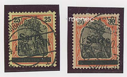 Saksa, Saar, ylipainamakäyttösarjaa 1920, 25 ja 30 Pf 