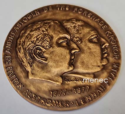 S:t Andreaslogen. De tre förenade kronor 1777-1977, vapaamuurarimitali 