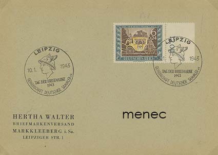 Saksa, Postimerkin päivä 1943. FDC ja nelilö 