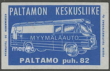 Kauppiasetiketti, Paltamon Keskusliike, myymäläauto, Paltamo 