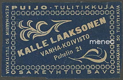 Kauppiasetiketti, Kalle Laaksonen, Vanha-Koivisto, Pori 