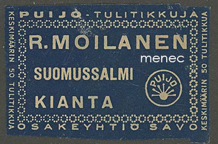 Kauppiasetiketti, R. Moilanen, Suomussalmi, Kianta 