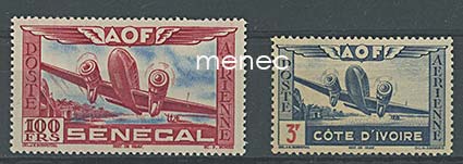 Ranska, Senegal ja Norsunluurannikko, AOF-lentopostimerkkejä 1942 