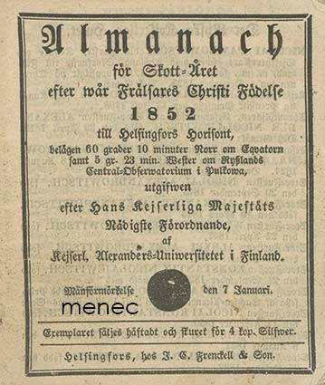 Almanack för året 1852 
