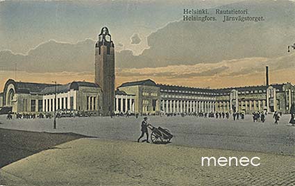 Helsinki, Rautatientori, kärryt, vossikoita, raitiovaunu 