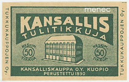Tulitikkuetiketti, Kansallistulitikkuja. Kansalliskauppa O.Y., Kuopio 