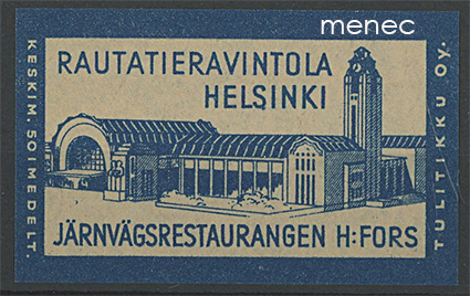 Tulitikkuetiketti, Rautatieravintola, Helsinki 