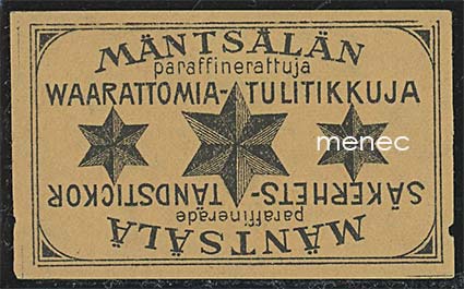 Tulitikkuetiketti, Mäntsälän paraffinerattuja waarattomia-tulitikkuja 