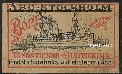 Tulitikkuetiketti, Bore Turku-Tukholma 