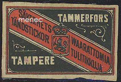 Tulitikkuetiketti, Tampere. Waarattomia tulitikkuja, vaakuna-aihe 