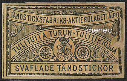 Tulitikkuetiketti, Tulituita Turun-tulitikkuja, vaakuna-aihe 