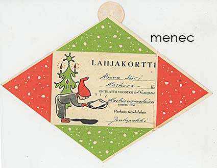 Kirjekortti, Valiolehdet-lahjakortti 1954 