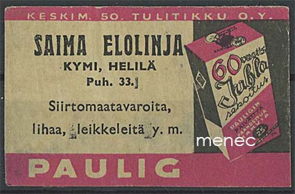 Kauppiasetiketti, Saima Elolinja, Kymi / Helilä 