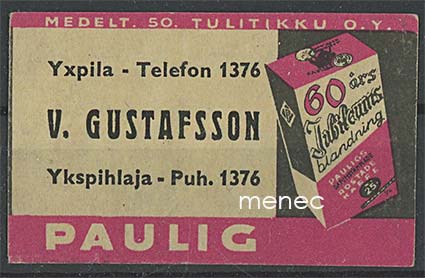 Kauppiasetiketti, V. Gustafsson, Ykspihlaja 