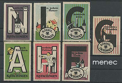 Saksa, Königl. Fachingen -mineraalivesi, 10 vinjettiä 