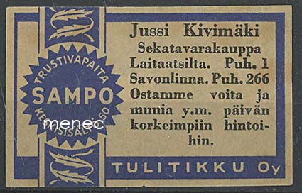 Kauppiasetiketti, Jussi Kivimäki, Savonlinna, Laitaatsilta 