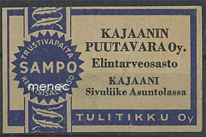 Kauppiasetiketti, Kajaanin Puutavara, Elintarvikeosasto 