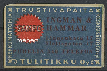 Kauppiasetiketti, Ingman & Hammar, Turku 