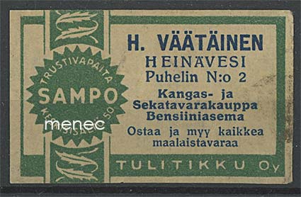 Kauppiasetiketti, H. Väätäinen, Heinävesi 