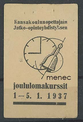 Rintamerkki, Kansakoulunopettajain Jatko-opintoyhdistyksen joululomakurssit 1937 