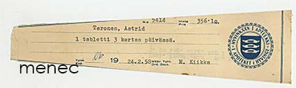 Hyvinkään I Apteekki, reseptilipuke 